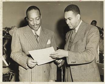 (RICHARD WRIGHT) Richard Wright after publishing Native Son * Richard Wright with Count Basie at a session to record a convicts music.